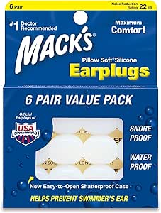 Mack's Cushion Soft Silicone Putty Earplugs 6 Pairs Value Pack, White, 1 Pack