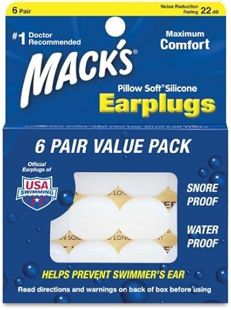 Mack's Cushion Soft Silicone Putty Earplugs 6 Pairs Value Pack, White, 1 Pack